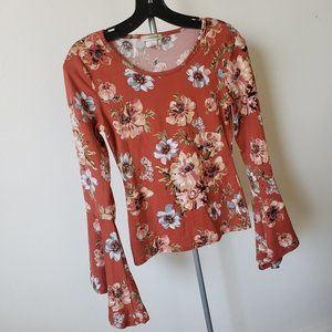 BANANA LEMON Flower Print Sexy Top Size SMALL